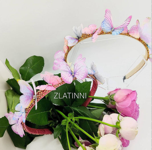 Exquisite headband with butterflies